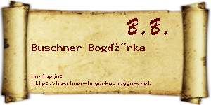 Buschner Bogárka névjegykártya